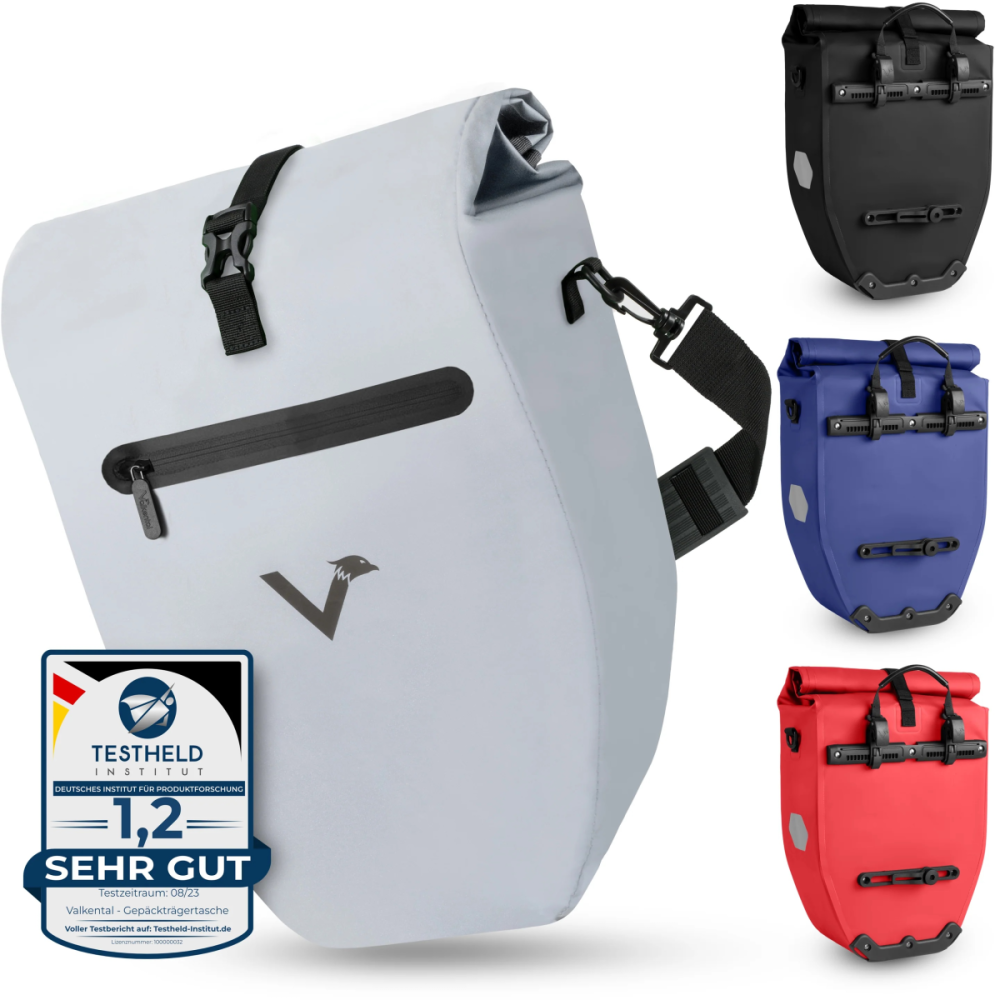 Valkental ValkBasic - große & wasserdichte Gepäckträgertasche/Reflective
